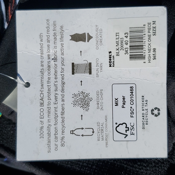 NEW Eco Beach Black Floral High Neck One Piece Swimsuit Size M - Picture 10 of 14